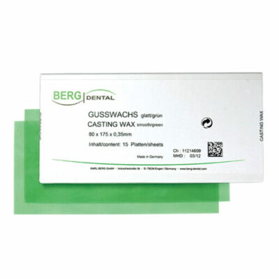 Cire en plaque lisse verte 0,45 mm - 15 plaques 175 x 80 mm